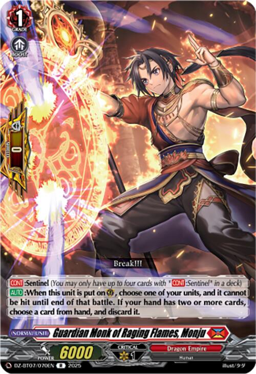 Guardian Monk of Raging Flames, Monju (DZ-BT07/070EN) [DZ-BT07: Moon Fangs & Cerulean Blaze]
