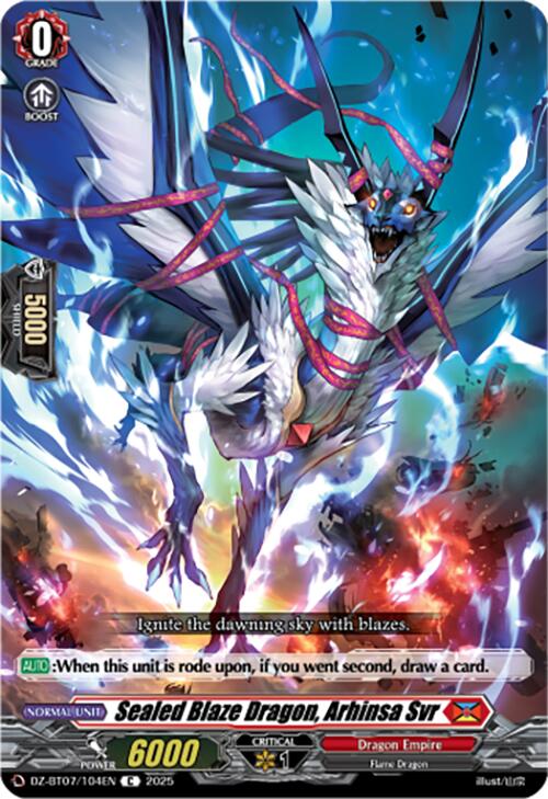 Sealed Blaze Dragon, Arhinsa Svr (DZ-BT07/104EN) [DZ-BT07: Moon Fangs & Cerulean Blaze]