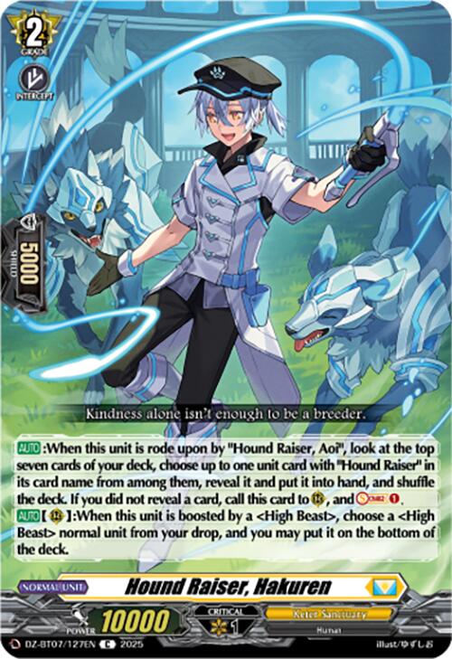 Hound Raiser, Hakuren (DZ-BT07/127EN) [DZ-BT07: Moon Fangs & Cerulean Blaze]