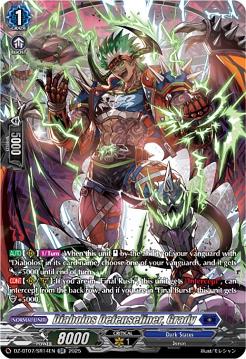 Diabolos Defenseliner, Grady (DZ-BT07/SR14EN) [Moon Fangs & Cerulean Blaze]