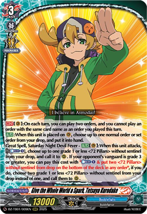 Give the Whole World a Spark, Tetsuya Kurodake (DZ-TB01/009EN) (DZ-TB01/009EN) [Future Card Buddyfight]