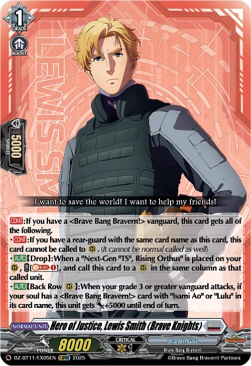 Hero of Justice, Lewis Smith (Brave Knights) (DZ-BT11/EX05EN) [Symphony of Might & Bloom]