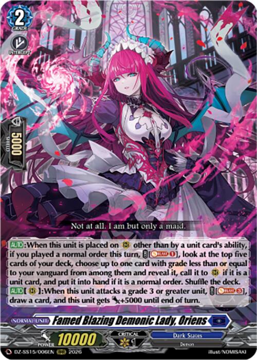 Famed Blazing Demonic Lady, Oriens (DZ-SS15/006EN) [The Legendary Vanguards]