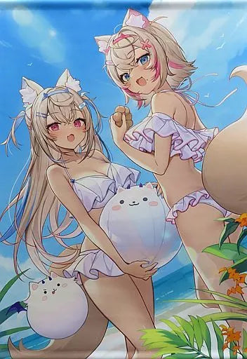 Hololive : Fuwawa, Mococo Beach by Icomochi (B2 Tapestry)