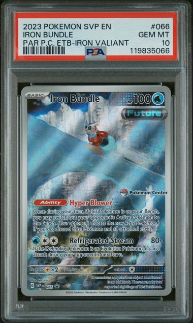 Graded Pokemon - Iron Valiant (066) Paradox Rift ETB Pokemon Center PSA 10