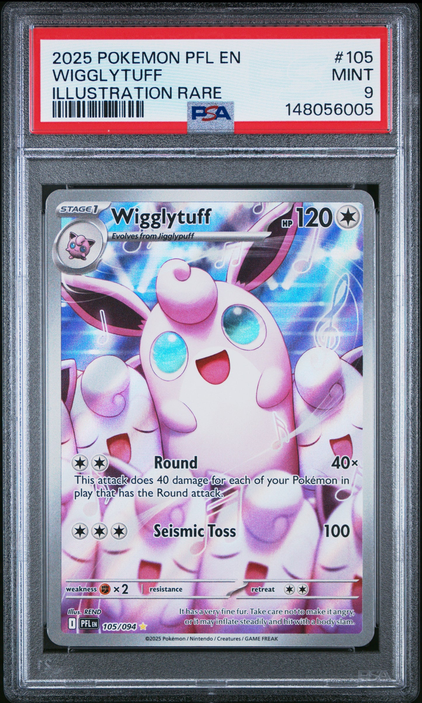 Graded Pokemon - Wigglytuff (105/094) Phantasmal Flames PSA 9