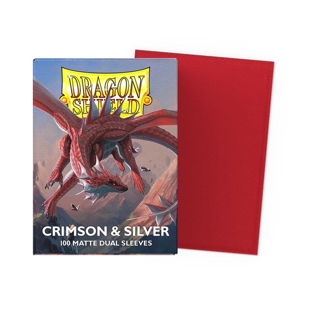 Dragon Shield Sleeves: Standard DUAL - Matte Crimson & Silver