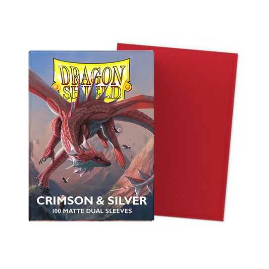 Dragon Shield Sleeves: Standard DUAL - Matte Crimson & Silver