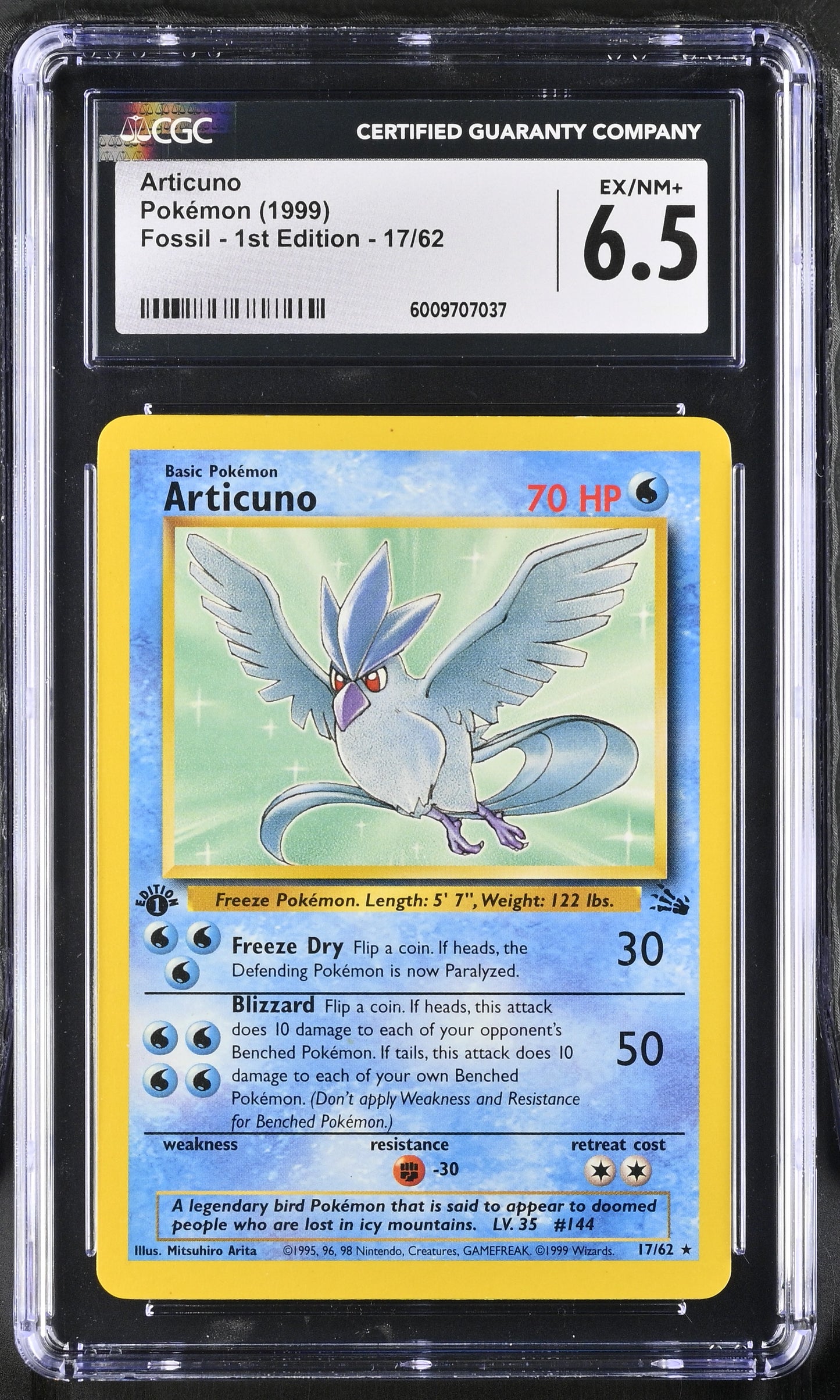 Graded Pokemon - Articuno (17/62) Fossil 1st ED CGC 6.5