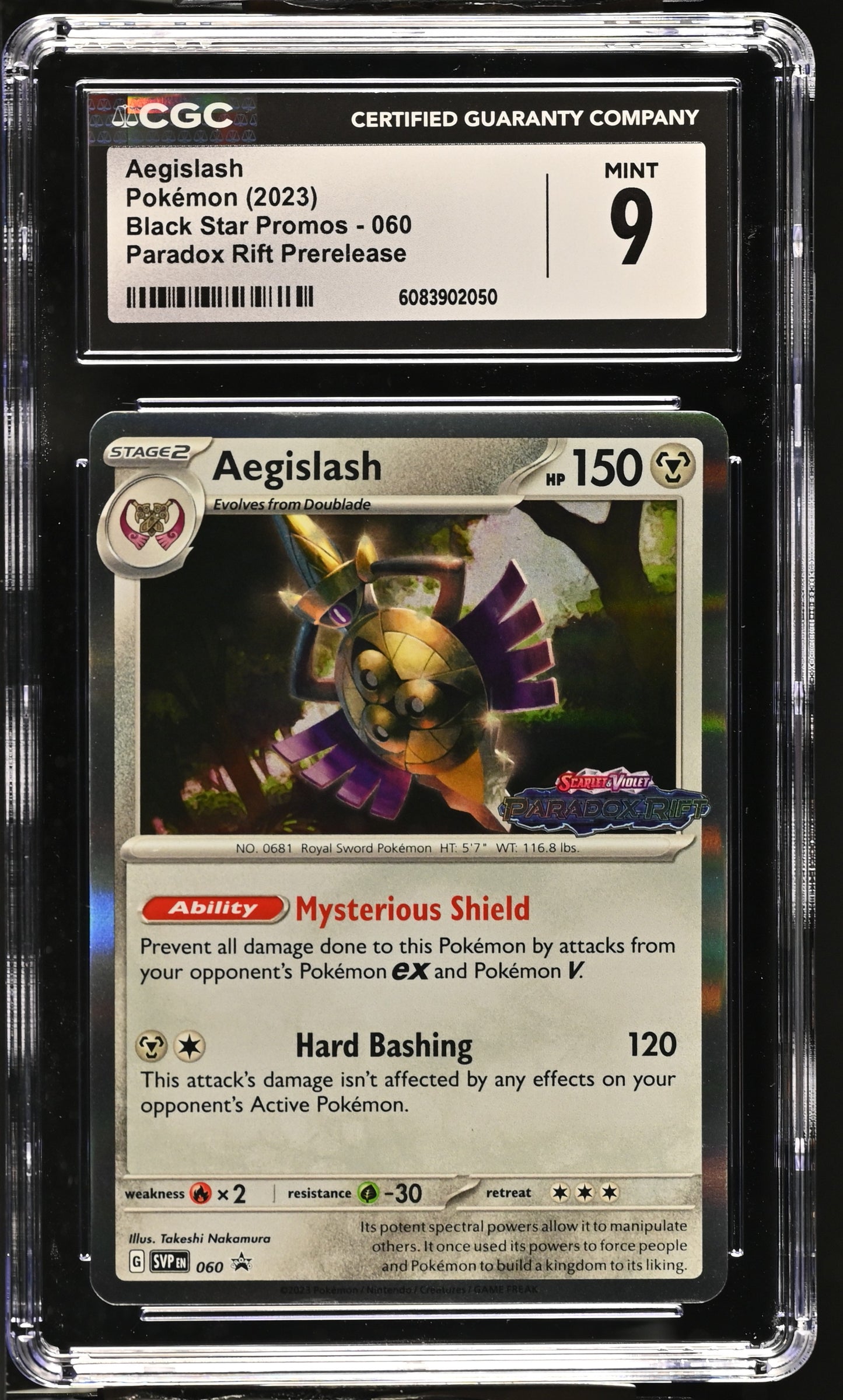 Graded Pokemon - Aegislash (060) Paradox Rift Prerelease CGC 9