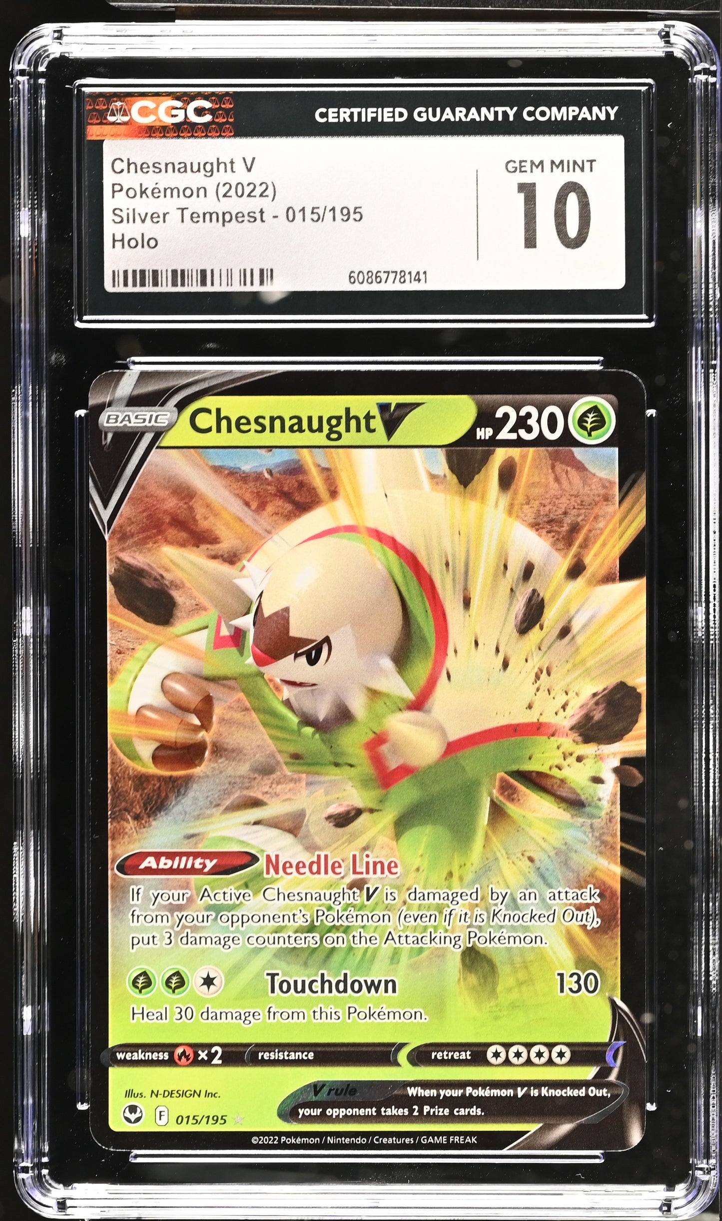 Graded Pokemon - Chesnaught V (015/195) Silver Tempest CGC 10