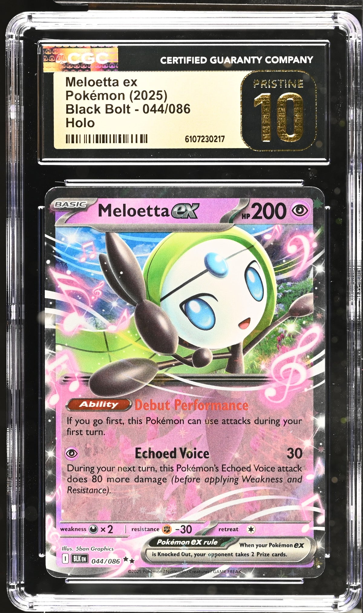 Graded Pokemon - Meloetta ex (044/086) Black Bolt CGC Pristine 10