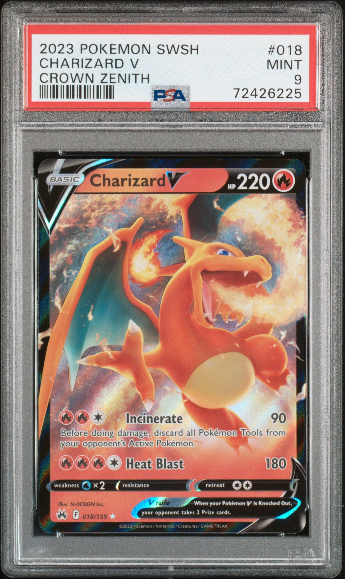 Graded Pokemon - Charizard V (018/159) Crown Zenith PSA 9