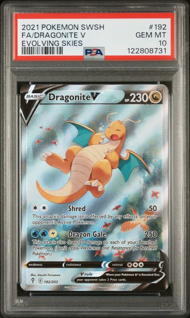 Graded Pokemon - Dragonite V (192/203) Evolving Skies PSA 10
