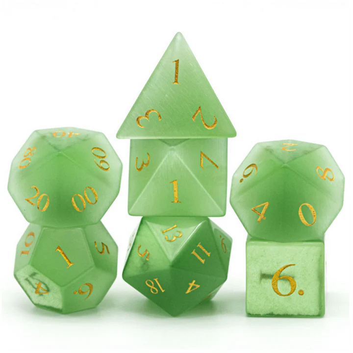 Cat's Eye Green - Engraved Dice