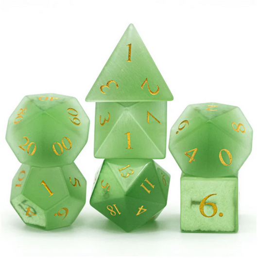 Cat's Eye Green - Engraved Dice