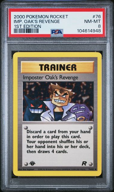 Graded Pokemon -  Imposter Oak's Revenge (76/82) Team Rocket 1st Edition PSA 8
