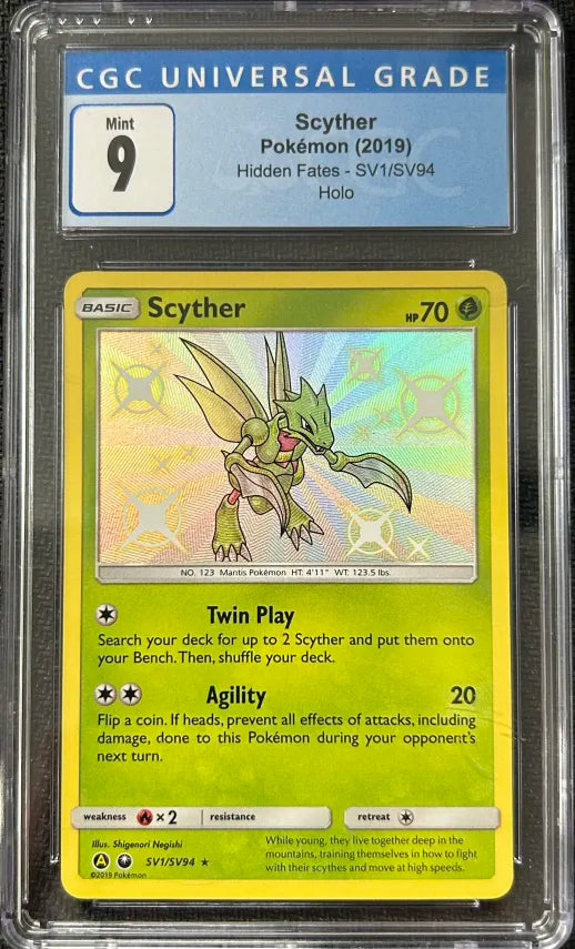 Graded Pokemon - Scyther (SV1/SV94) Hidden Fates CGC 9