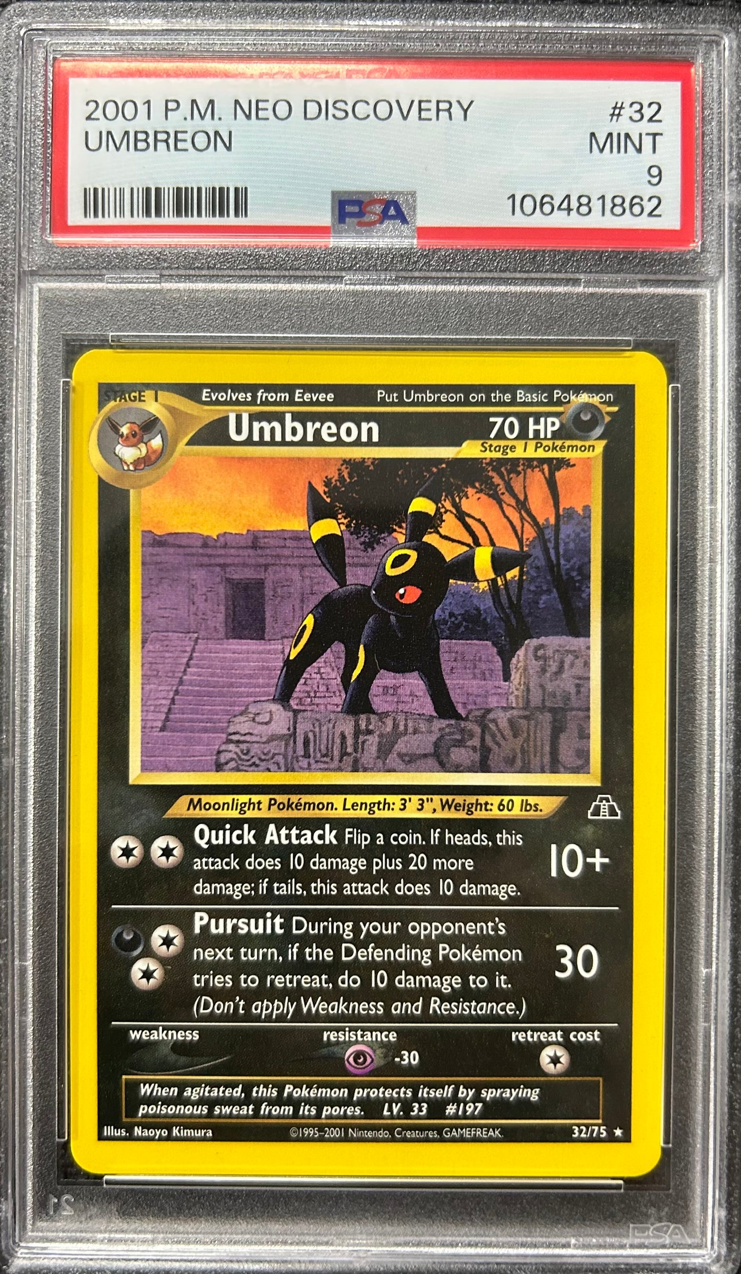 Graded Pokemon - Umbreon (32/75) Neo Discovery PSA 9