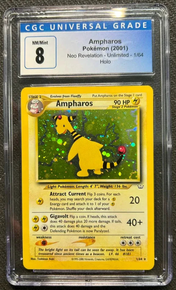 Graded Pokemon - Ampharos (1/64) Neo Revelation CGC 8