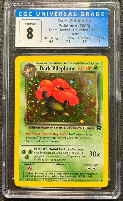 Graded Pokemon - Dark Vileplume (13/82) Team Rocket CGC 8