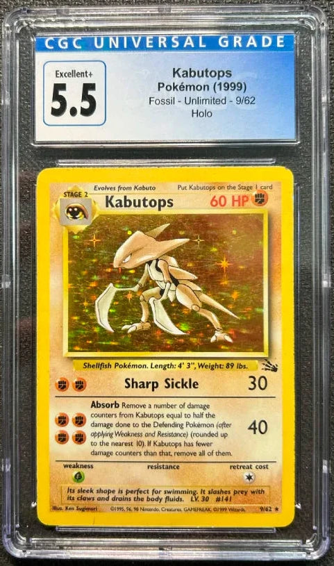 Graded Pokemon - Kabutops (9/62) Fossil CGC 5.5