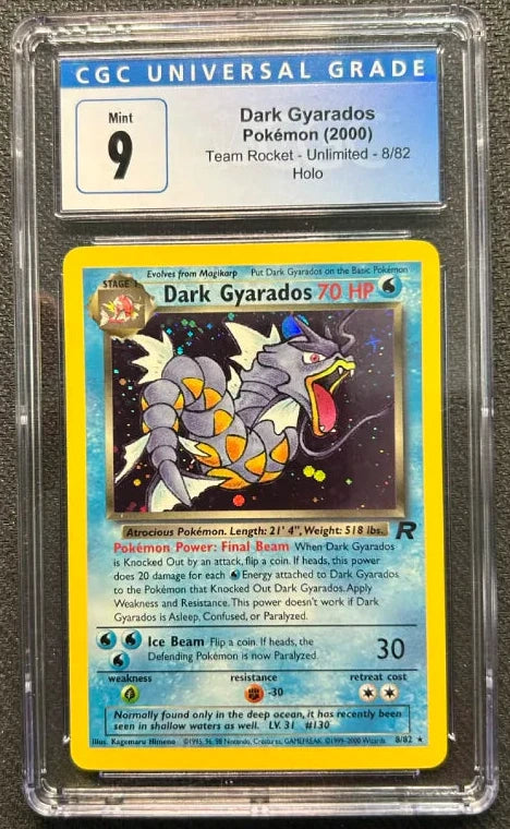 Graded Pokemon - Dark Gyarados (8/82) Team Rocket CGC 9