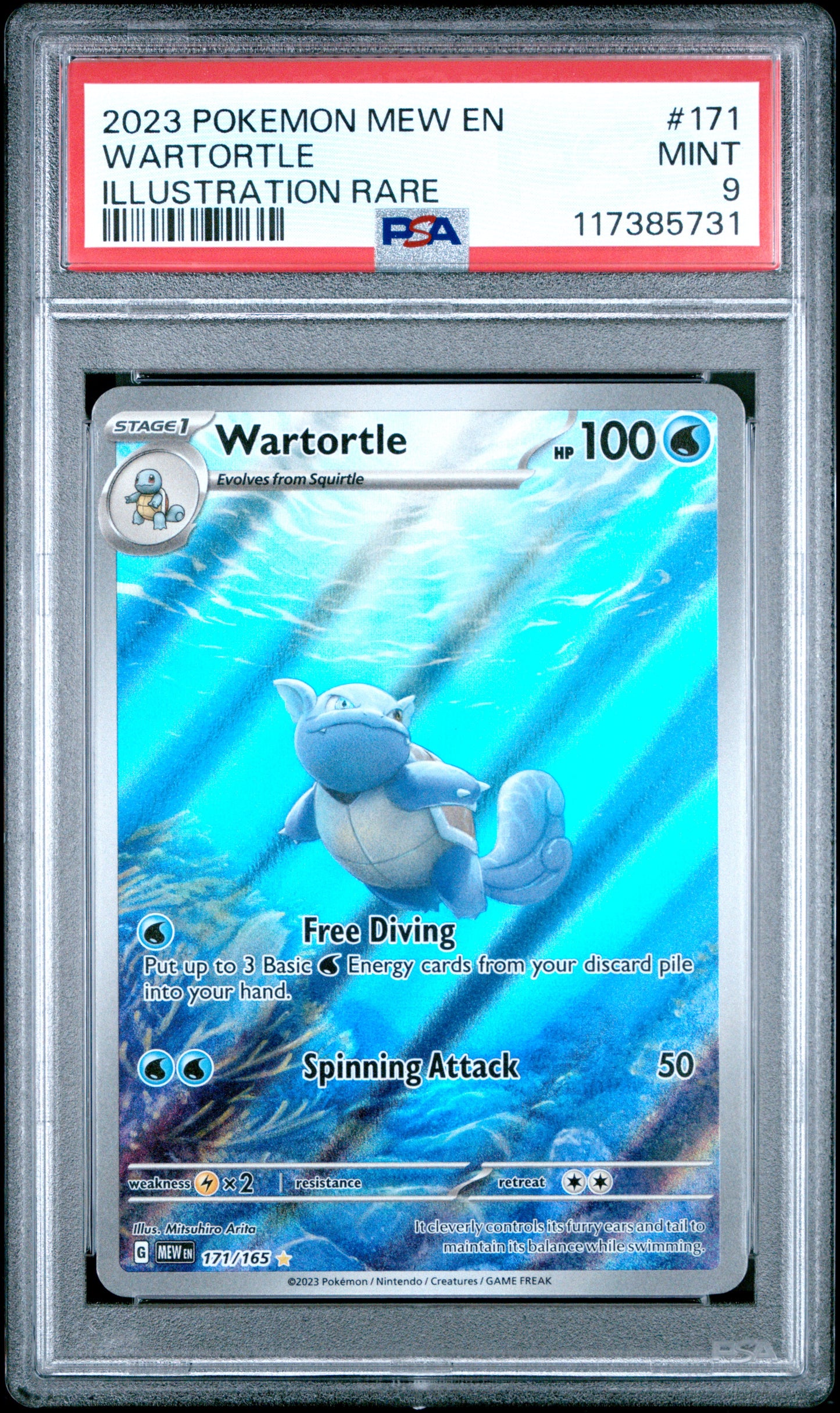 Graded Pokemon - Wartortle (171/165) 151 PSA 9