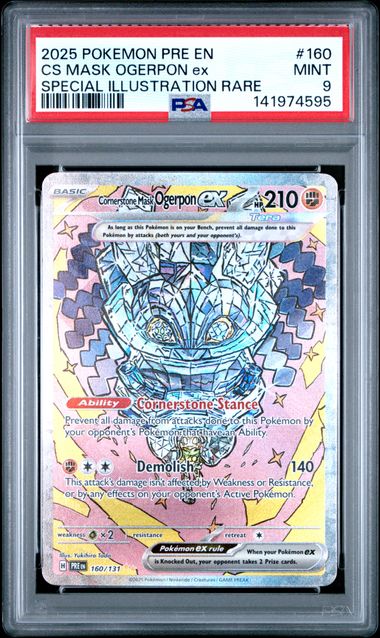 Graded Pokemon - Cornerstone Mask Ogerpon ex (160/131) Prismatic Evolutions PSA 9