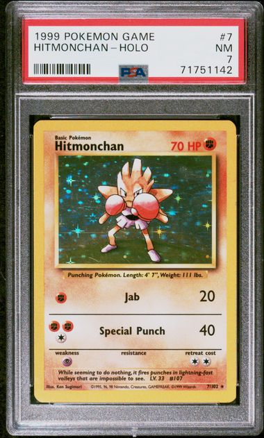Graded Pokemon - Hitmonchan (7/102) Base Set PSA 7