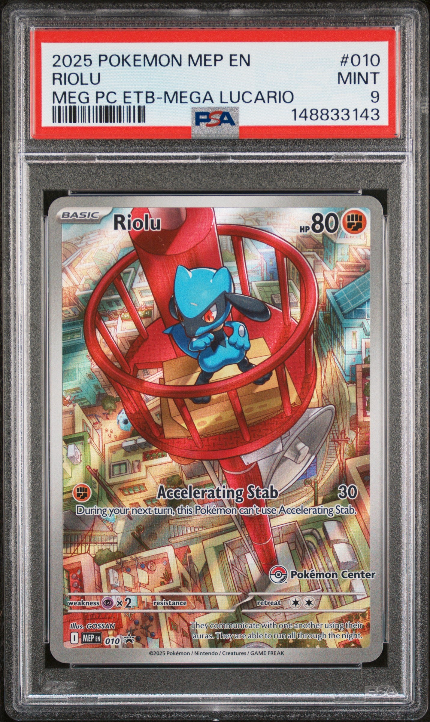 Graded Pokemon - Riolu (010) Mega Evolution Pokemon Center ETB PSA 9