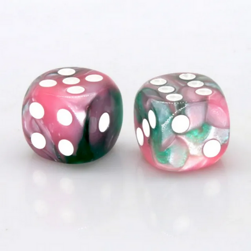 Pink and Green Pearlescent - 12 Piece pip D6's
