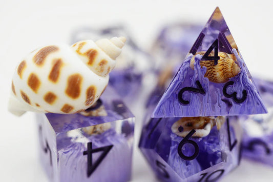 Purple Coral & Sea Snail RPG Dice Set