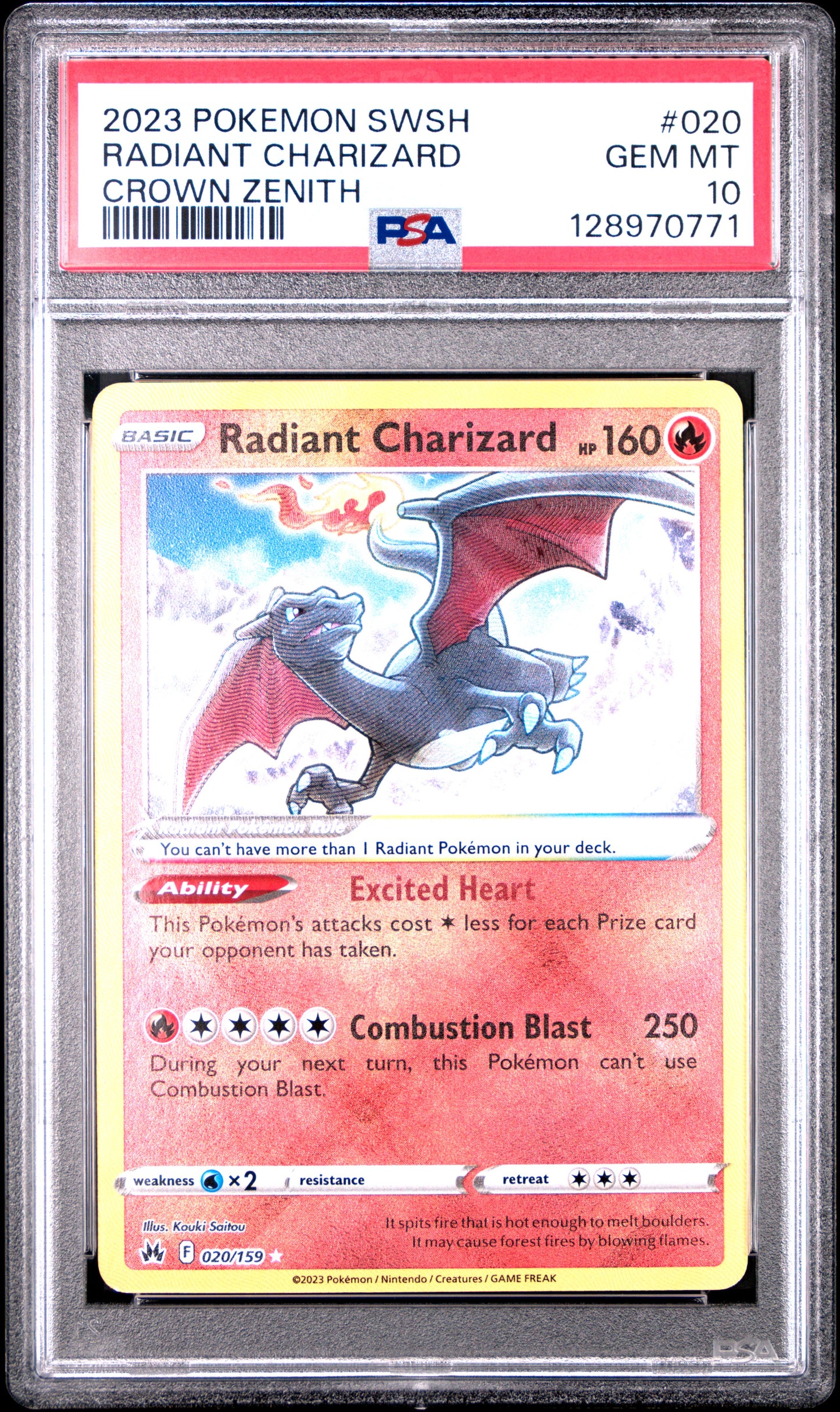 Graded Pokemon - Radiant Charizard (020/159) Crown Zenith PSA 10