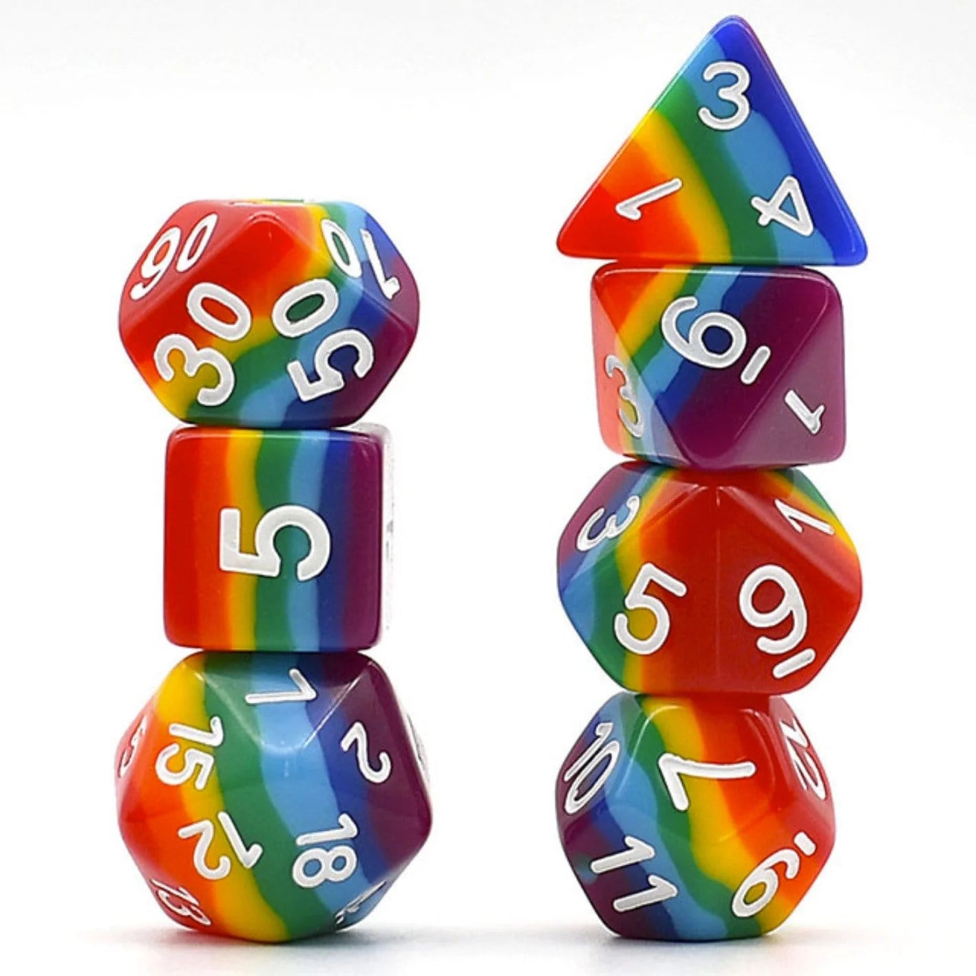 Opaque Rainbow RPG Dice Set