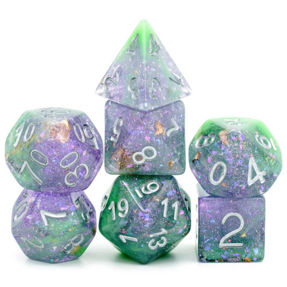 Purple & Green Seabed Treasure RPG Dice Set