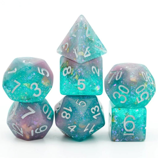 Pink and Green Seabed Treasure RPG Dice Set