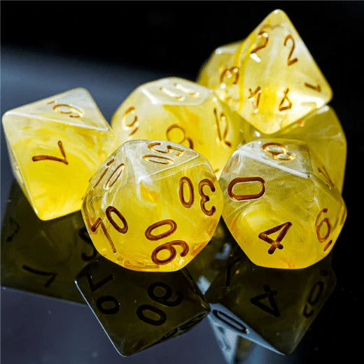 Yellow Silk Translucent Dice RPG Dice Set