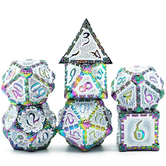 Dagger of Venom: White Rainbow RPG Metal Dice Set