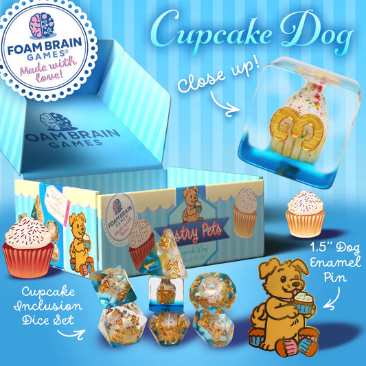 Pastry Pets: Cupcake Dog - Pin & RPG Dice Set