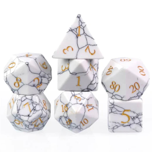 Turquoise White Engraved with Gold RPG Dice Set