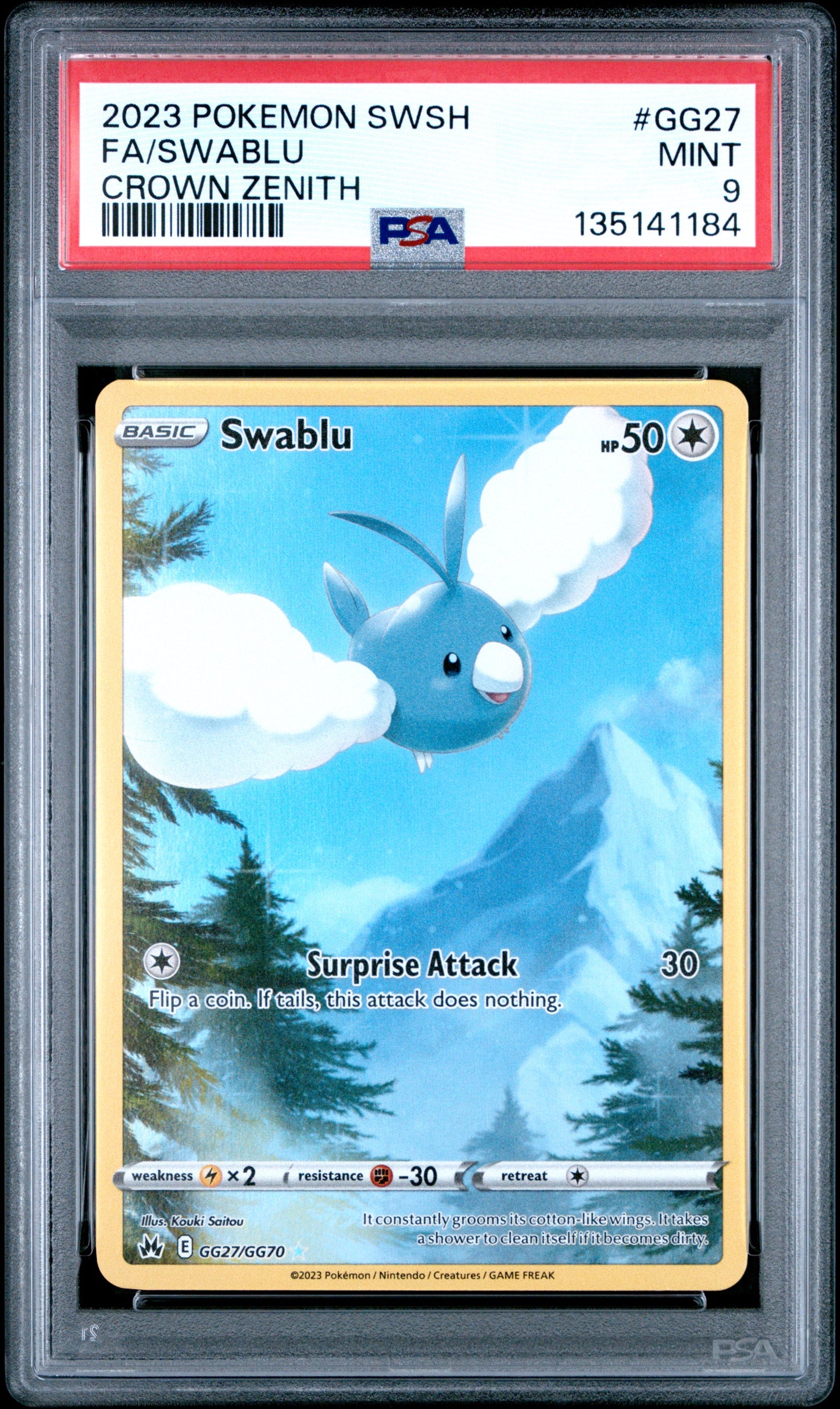 Graded Pokemon - Swablu (GG27/GG70) Crown Zenith PSA 9