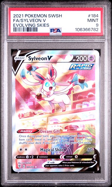 Graded Pokemon - Sylveon V (184/203) Evolving Skies PSA 9