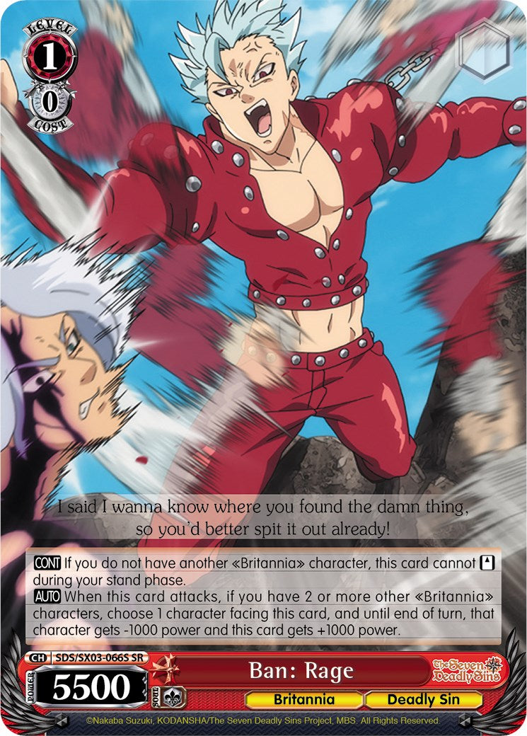 Ban: Rage (SDS/SX03-066S SR) [The Seven Deadly Sins]