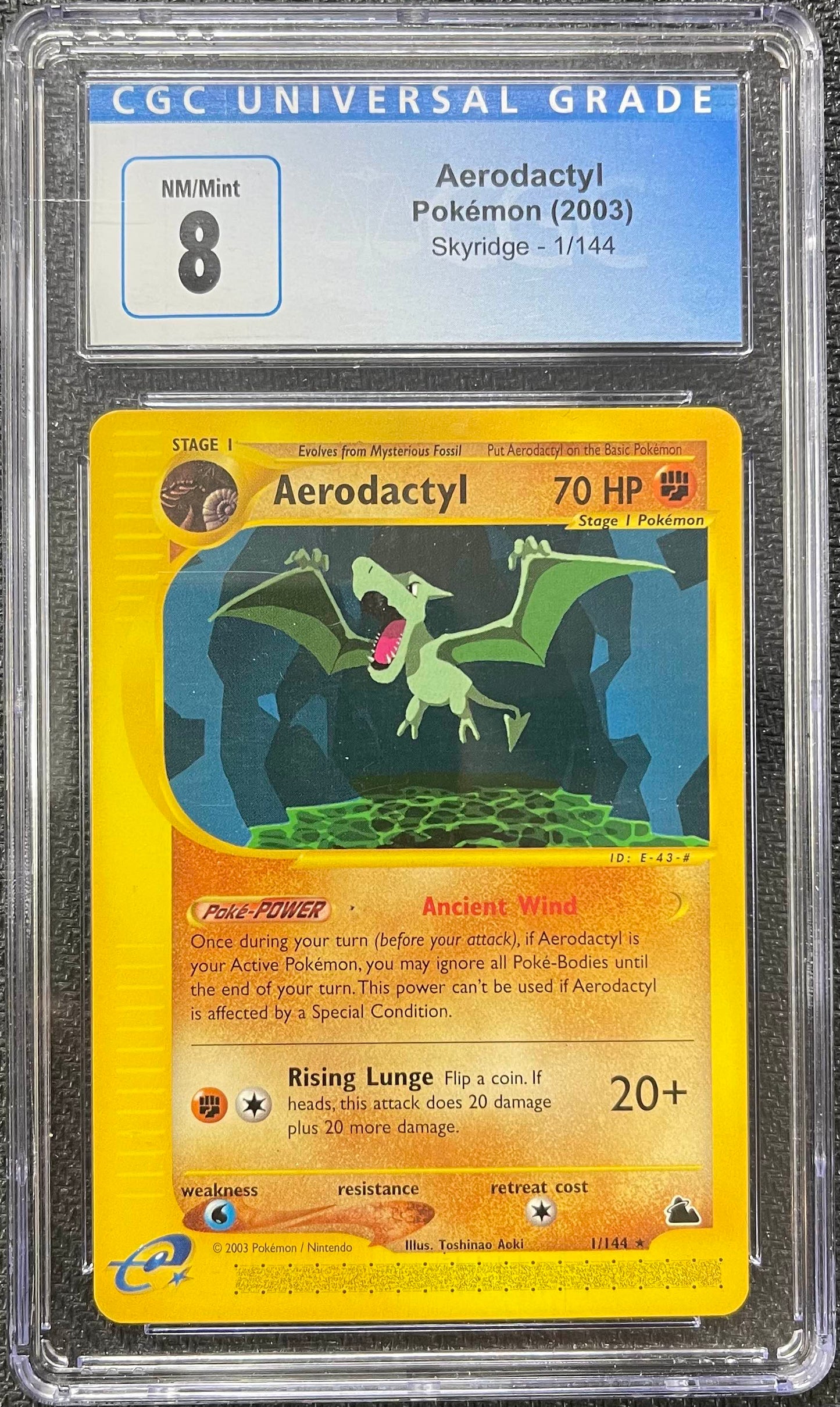 Graded Pokemon - Aerodactyl (1/144) Skyridge CGC 8