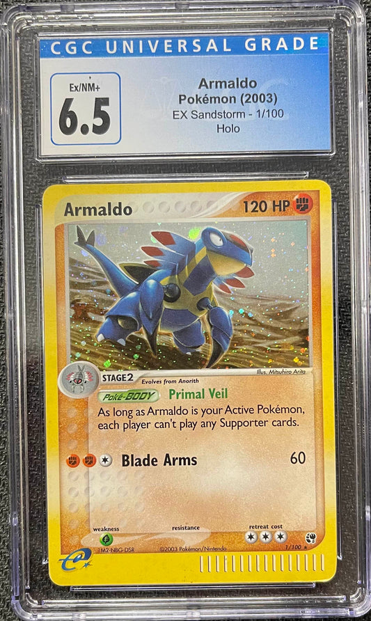 Graded Pokemon - Armaldo (1/100) EX Sandstorm Holo CGC 6.5