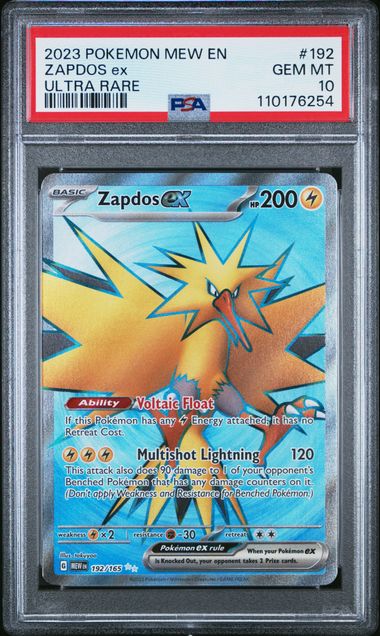 Graded Pokemon - Zapdos ex (192/165) 151 PSA 10
