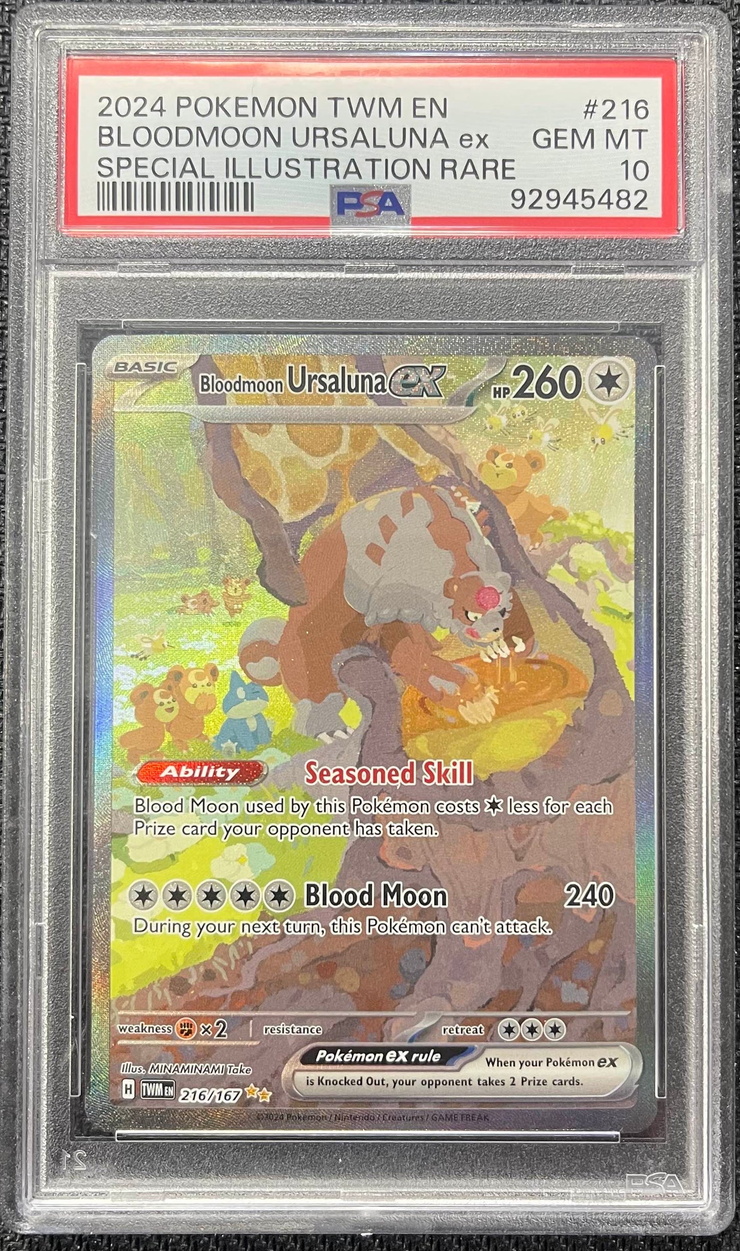 Graded Pokemon - Bloodmoon Ursaluna ex (216/167) Twilight Masquerade PSA 10