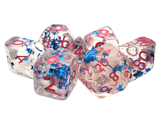 Infused - Blue Stars w/ Red RPG Dice Set