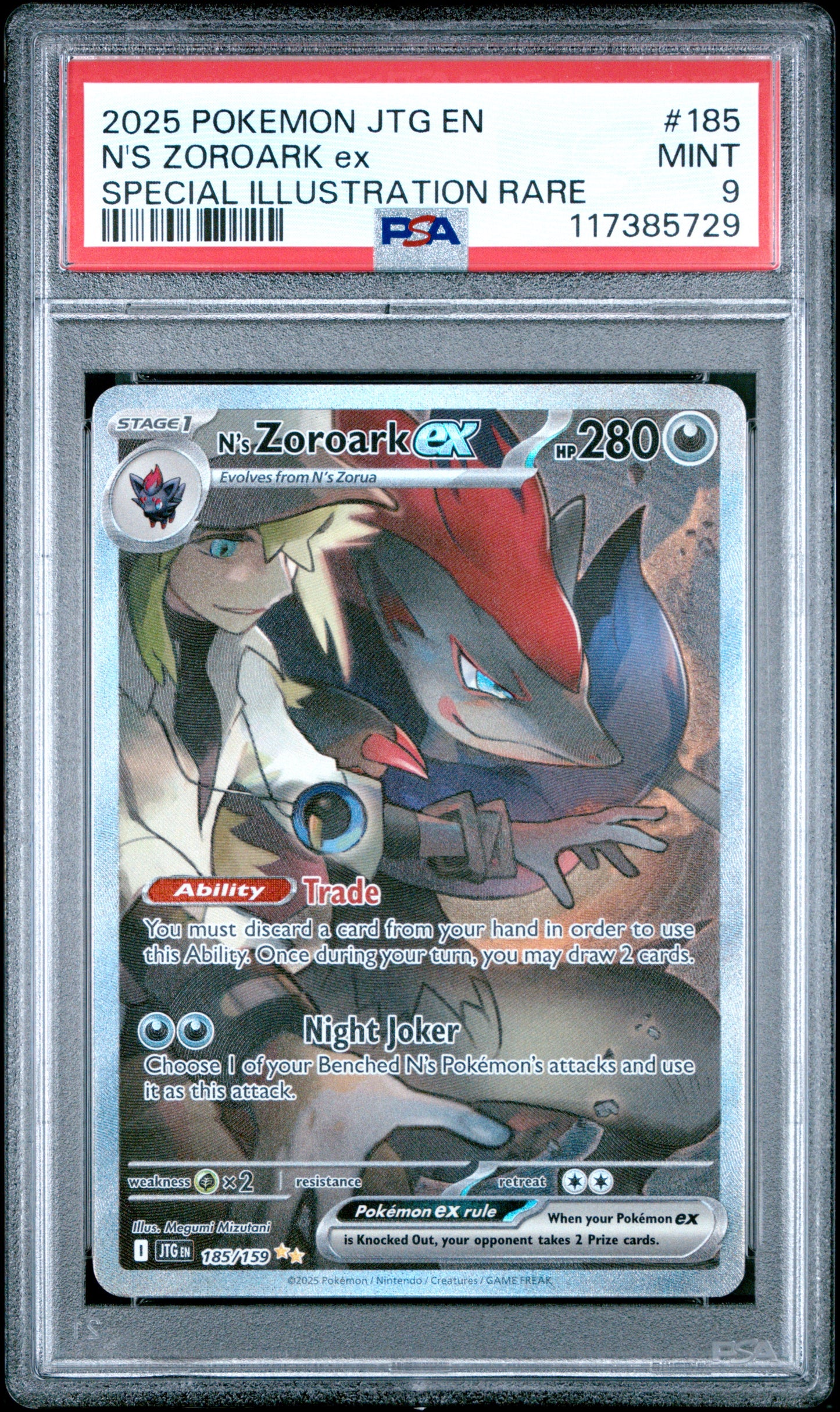 Graded Pokemon - N's Zoroark ex (185/159) Journey Together PSA 9